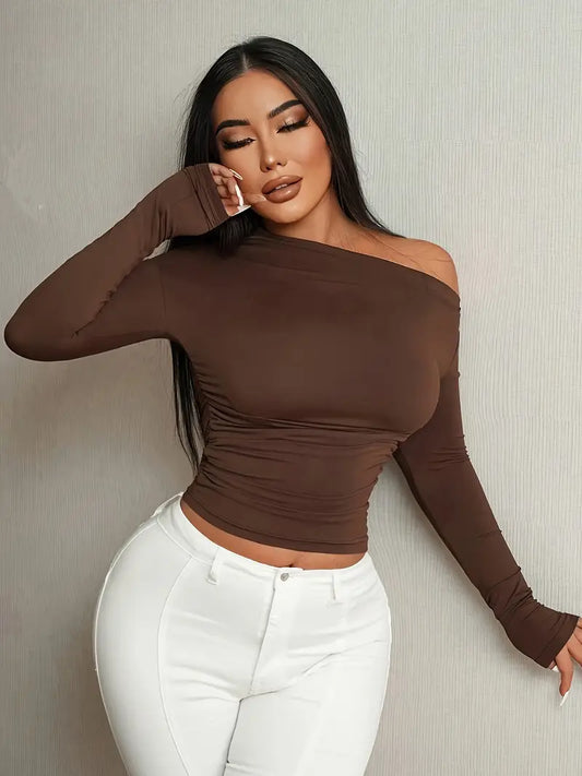 Sleek Chic Long Sleeve Off Shoulder Top