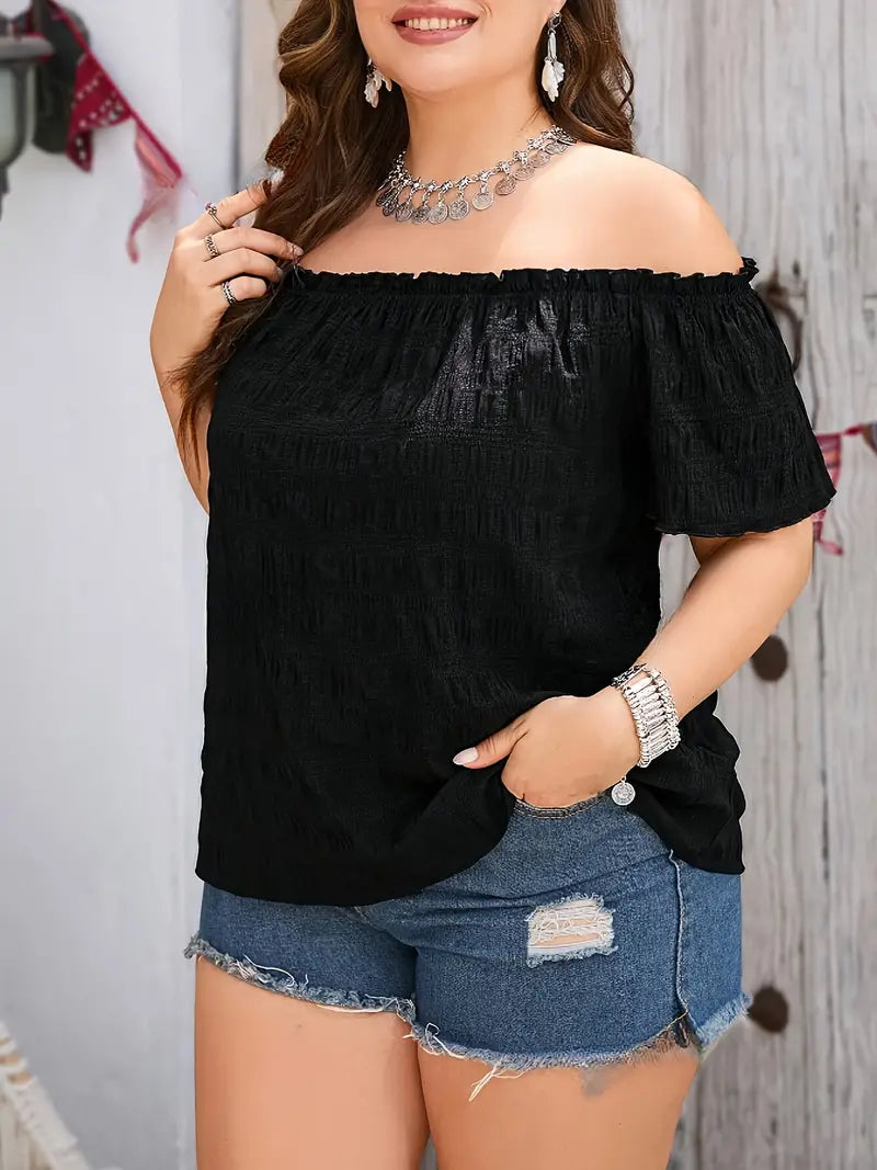 Elegant Textured Strapless Summer Top