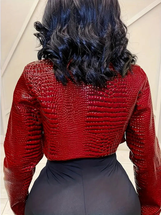 Chic Luxe Crocodile Bomber Jacket