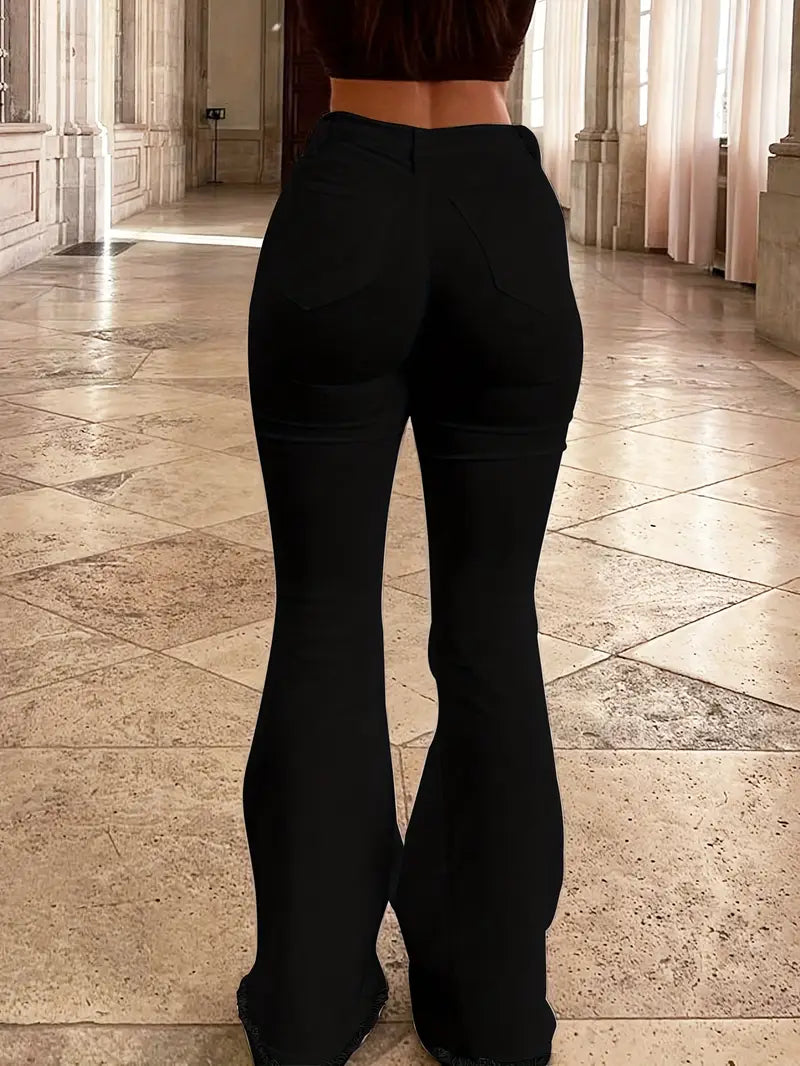 Ripped Wide Leg Chic Denim Jeans
