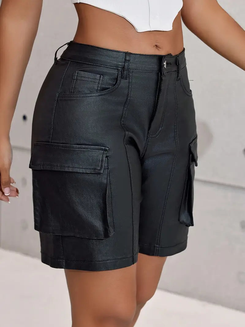 Chic Leather High Waist Shorts