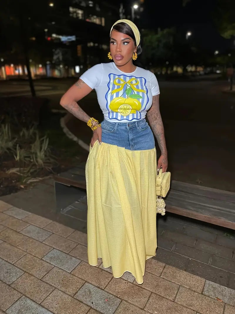 Trendy Unique High End Denim Split Skirt