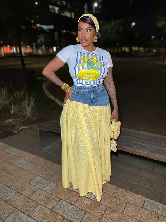 Trendy Unique High End Denim Split Skirt