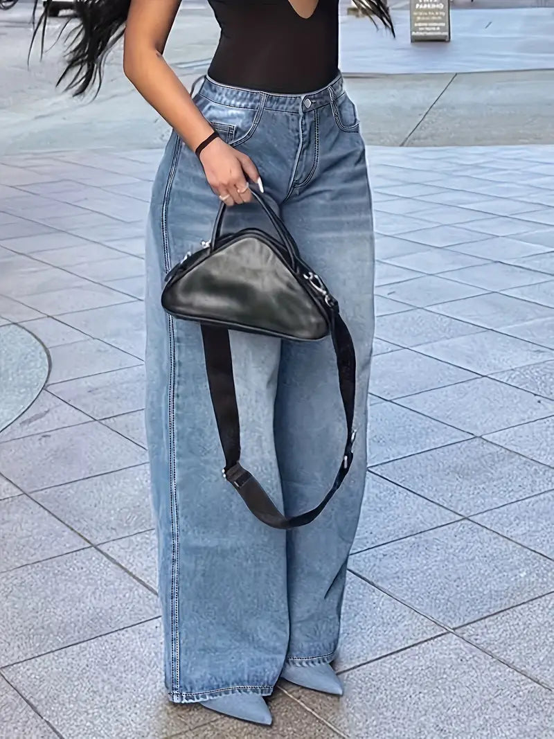 Soft Vintage Wide Leg Denim Jeans