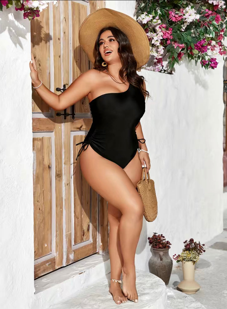I Am Luxurious One Shoulder One Piece Swimsuit