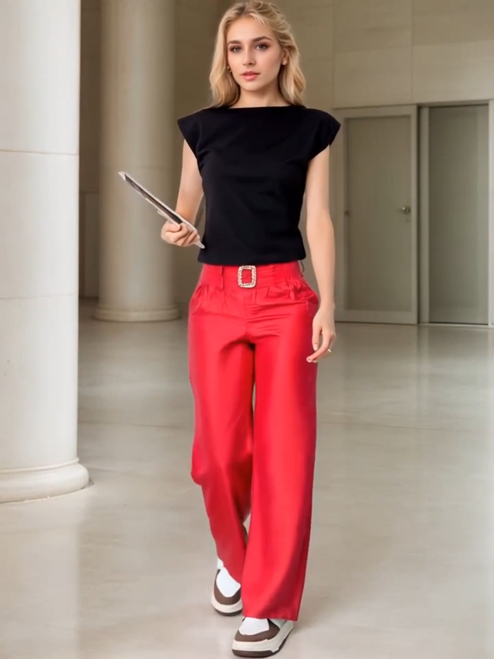 Elegant High End Wideleg Business Casual Pants